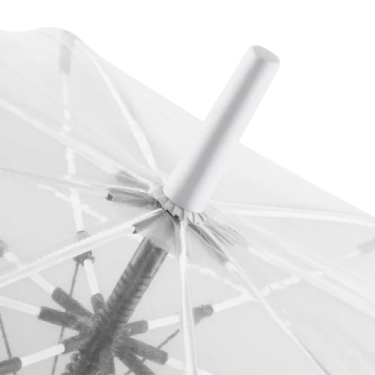 a clear umbrella with black and white designs