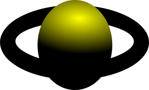 a black and yellow sphere with a white background