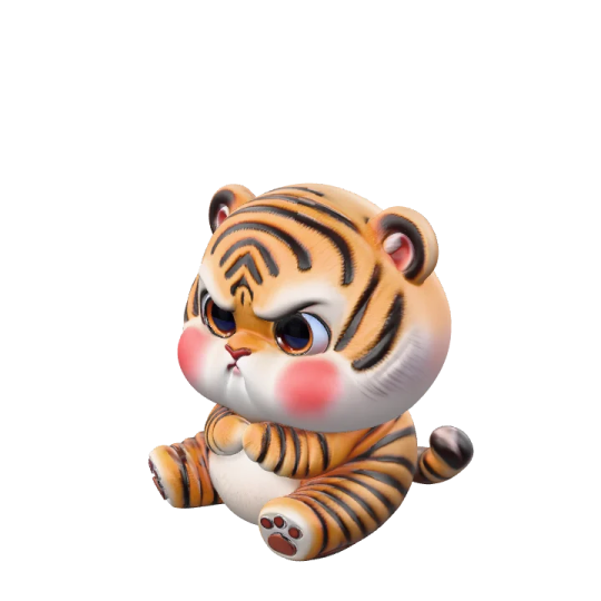 a small toy tiger sitting on the ground