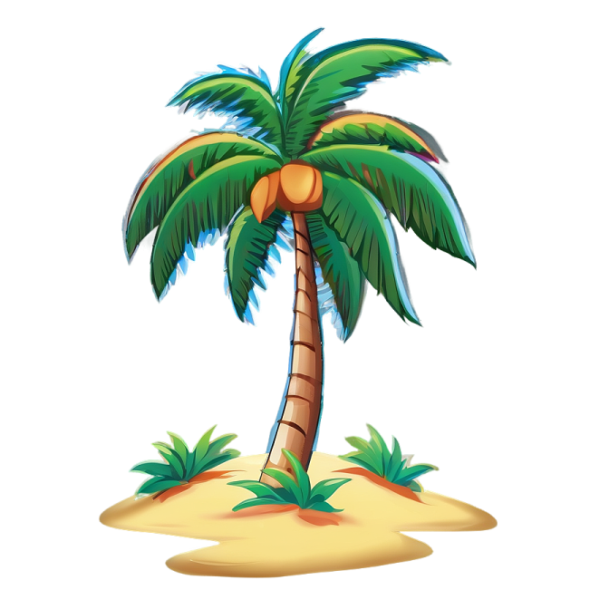 a palm tree on an island