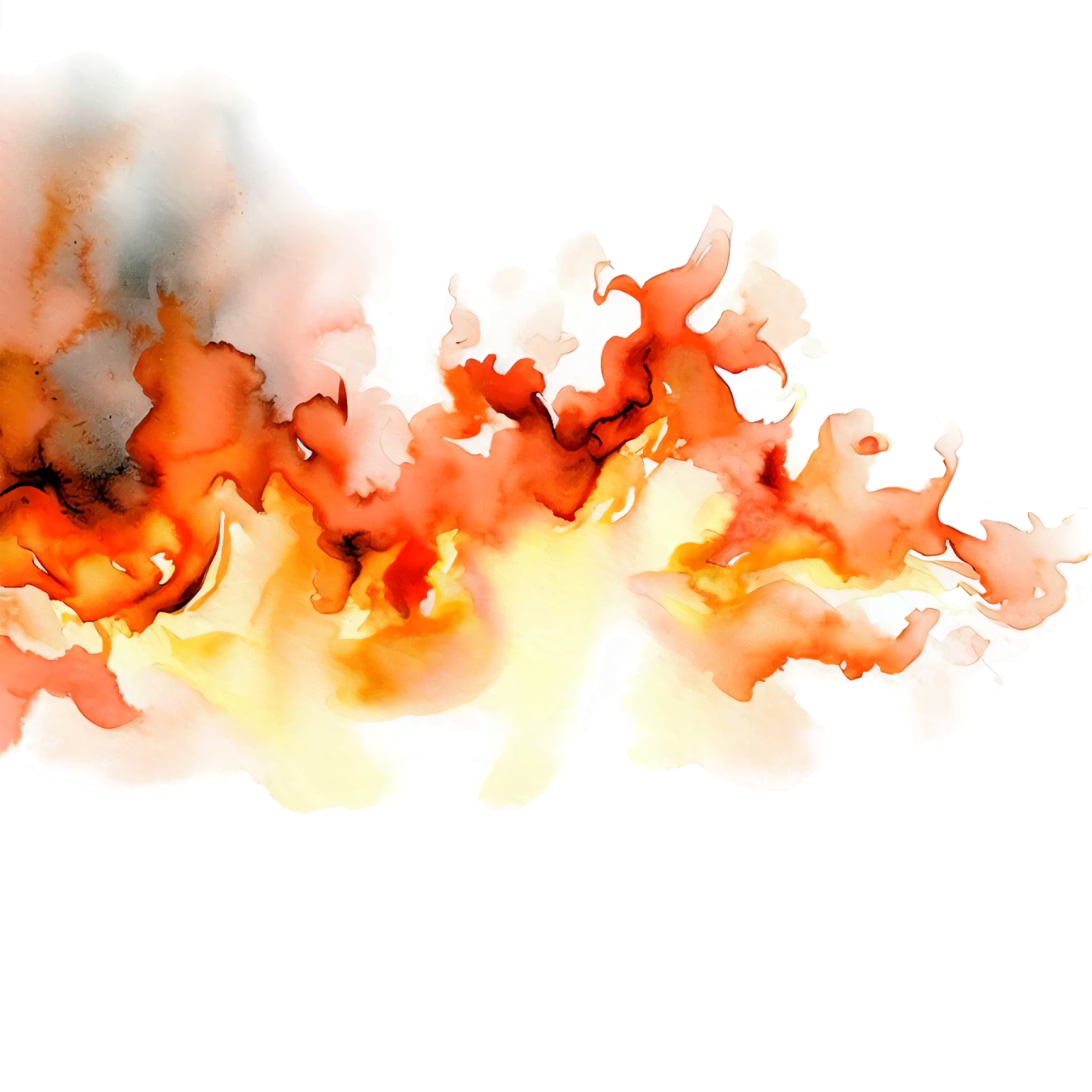 a watercolor painting with orange and yellow colors