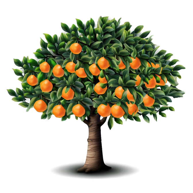 a tree with oranges on it