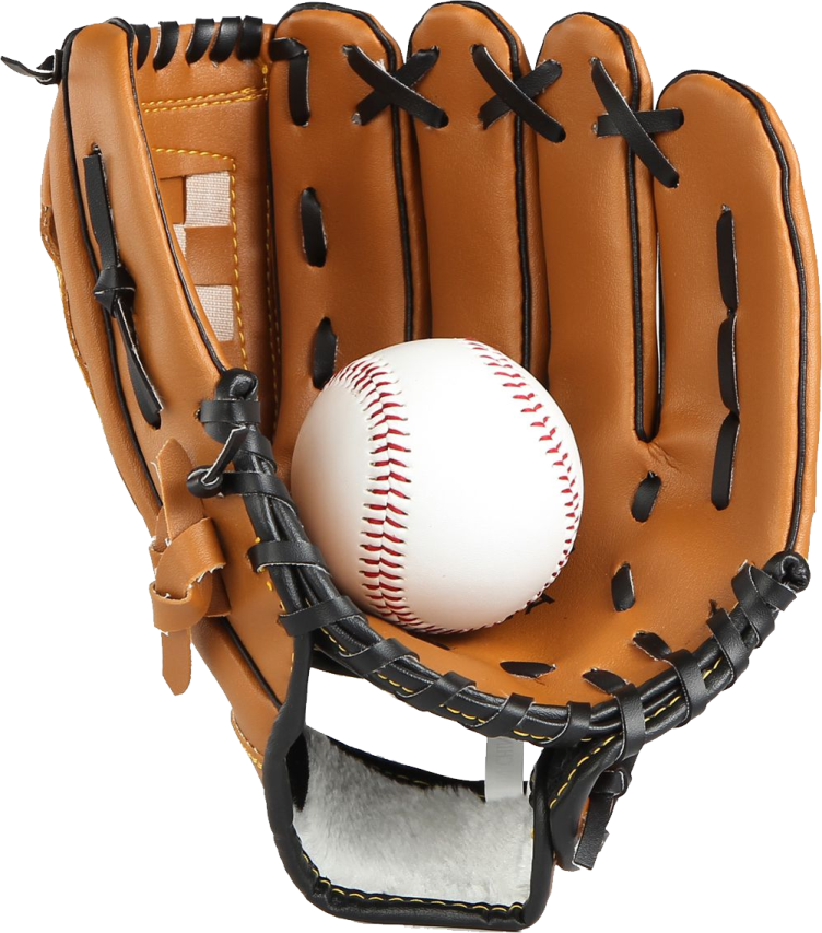 a baseball glove with a ball in it