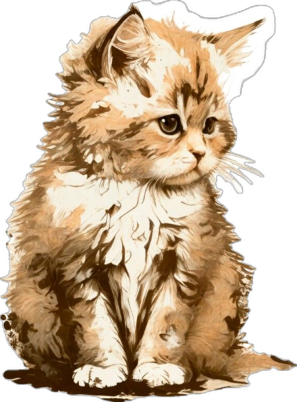 a drawing of a kitten sitting down