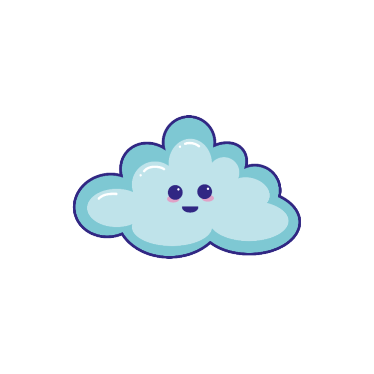 a blue cloud with a smiling face