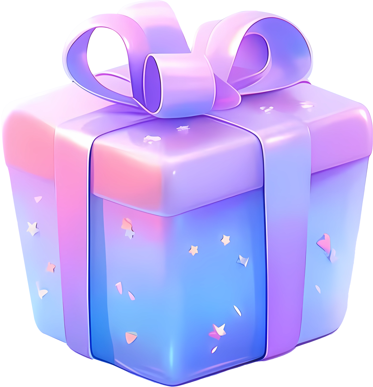 a blue and pink gift box with a bow