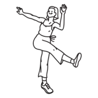 a drawing of a woman in the air