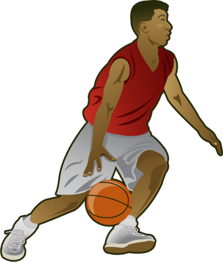 a basketball player dribing with the ball