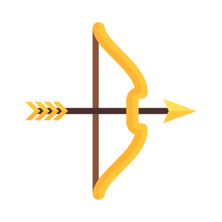 a yellow bow and an arrow