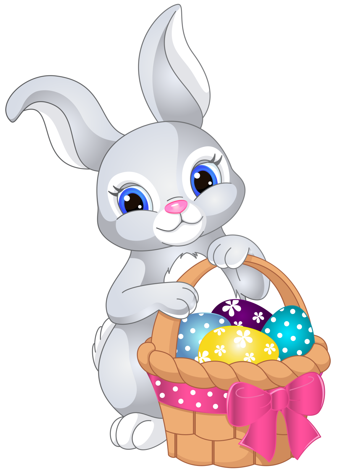 an easter bunny with a basket full of eggs