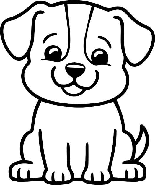 a cute puppy sitting down coloring page