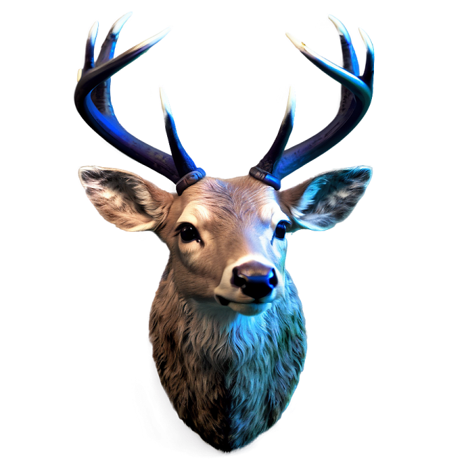 a close up of a deer head on a white background