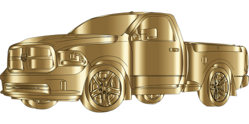 a gold truck on a white background