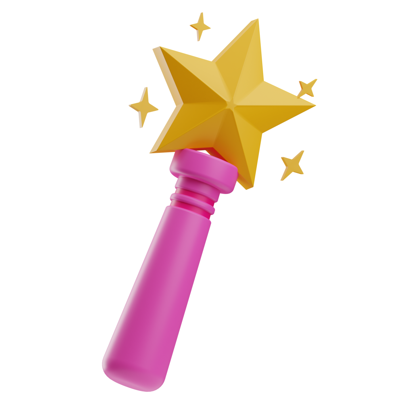 a pink bottle with a gold star on top