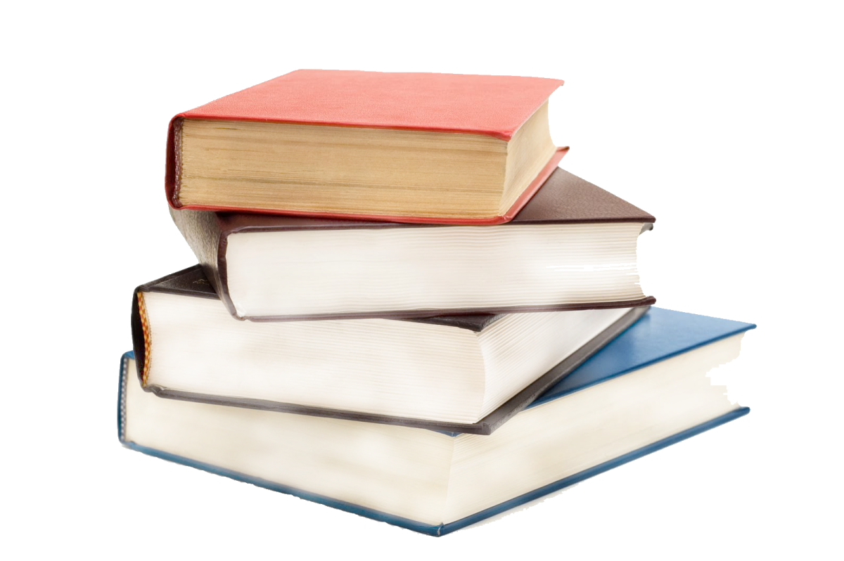 a stack of books on a white background