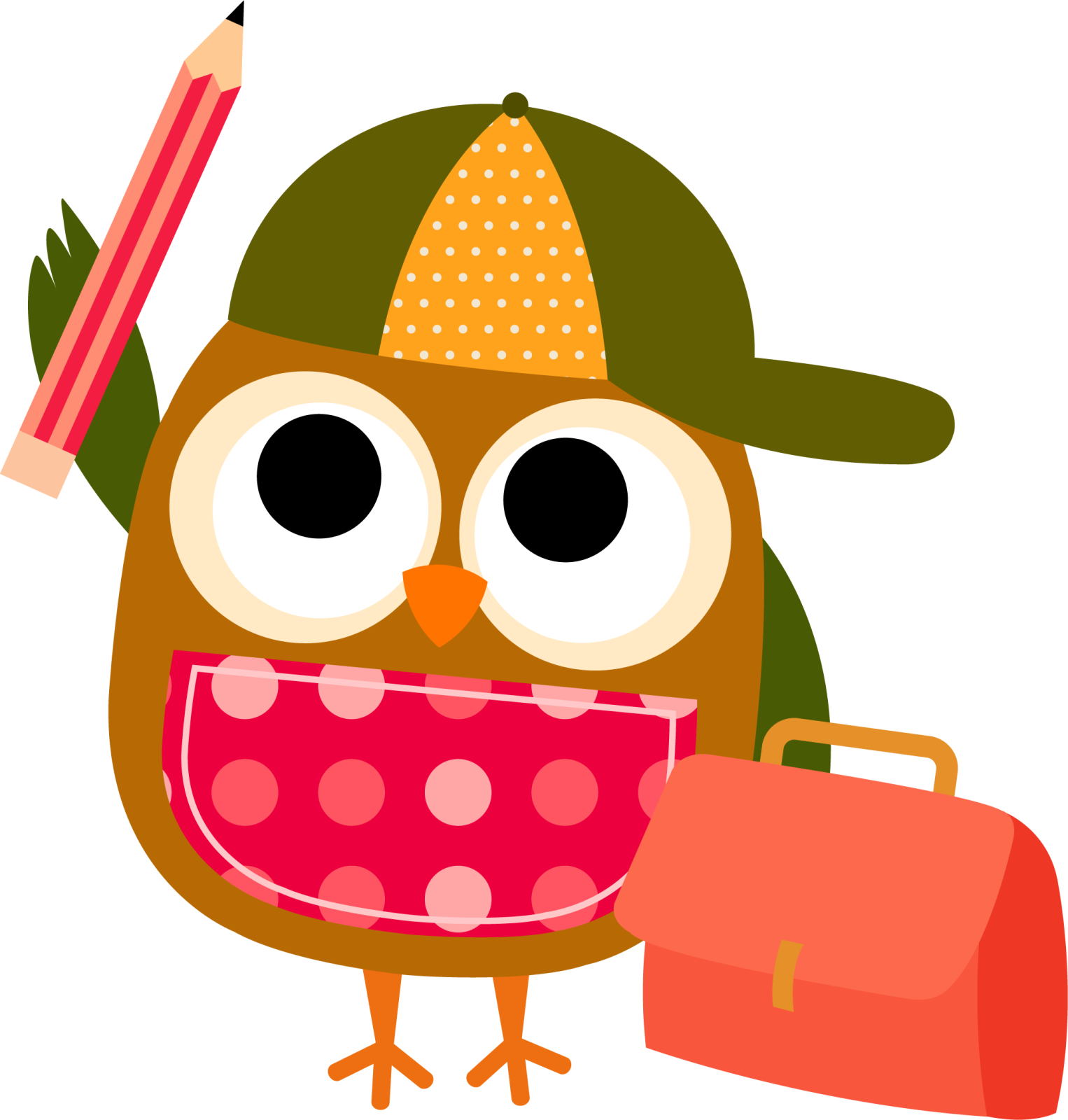 an owl wearing a hat and holding a pencil