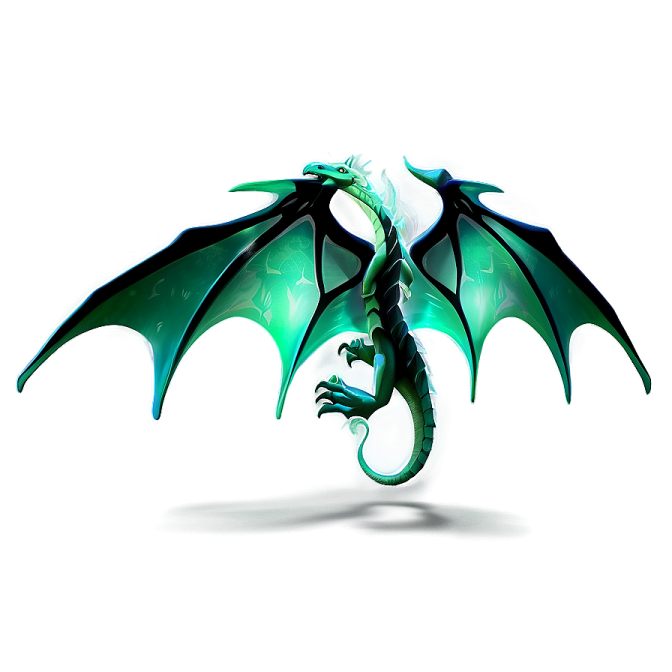 a green and black dragon on a white background