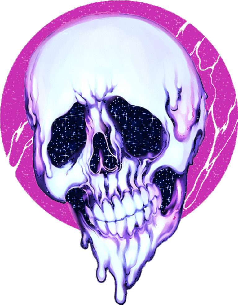 a drawing of a skull on a white background