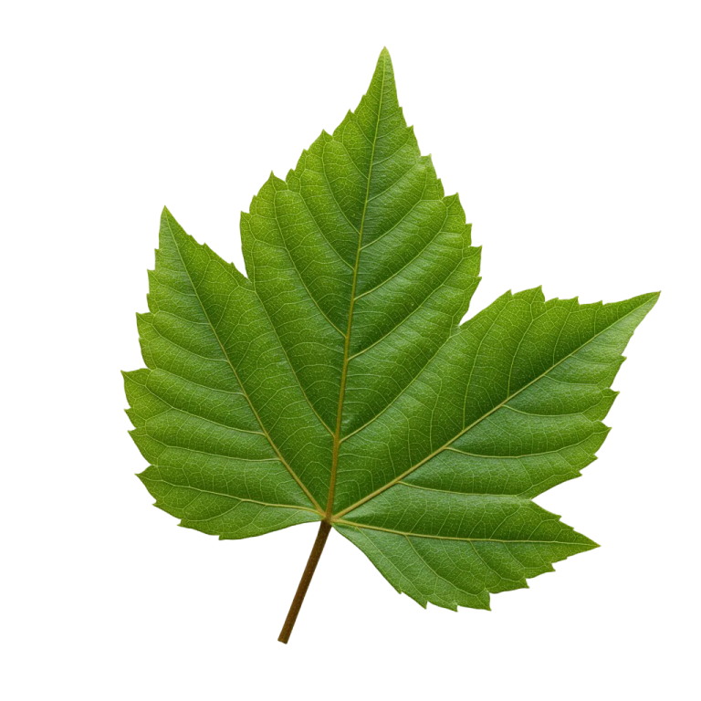 a green leaf on a white background