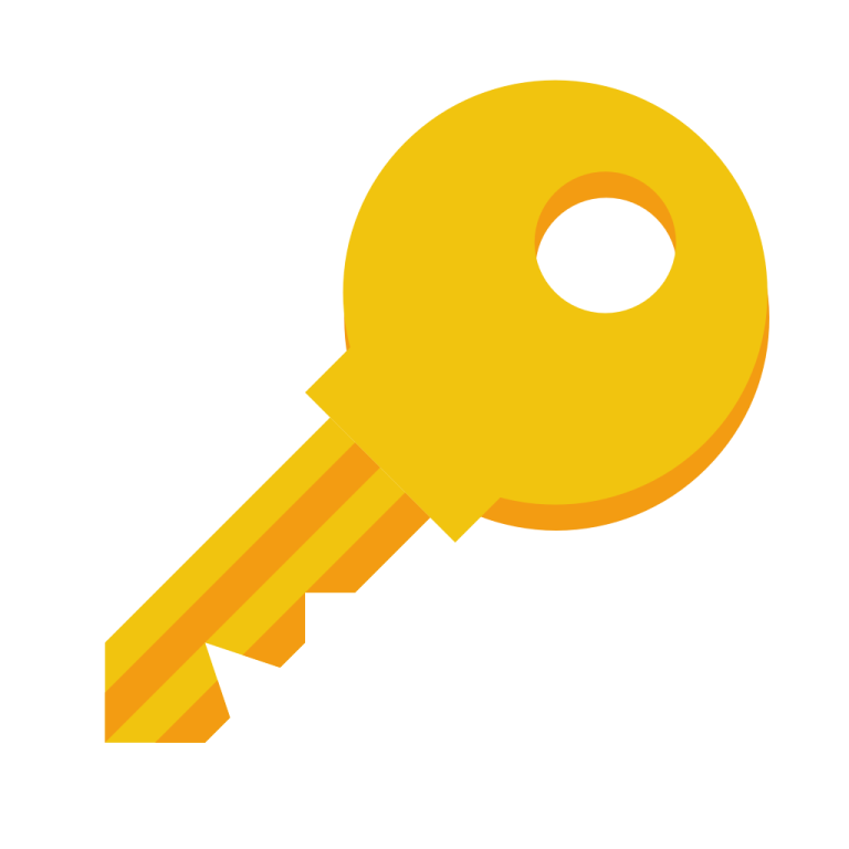 a yellow key on a white background