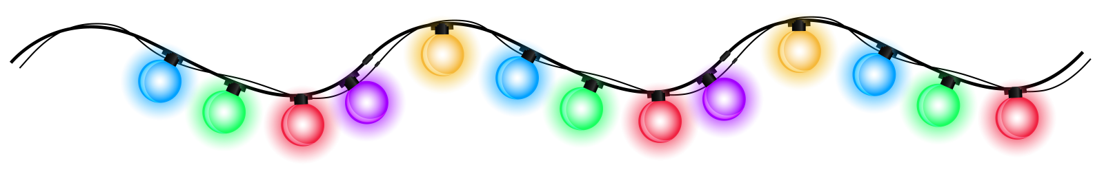 a line of light bulbs with different colors
