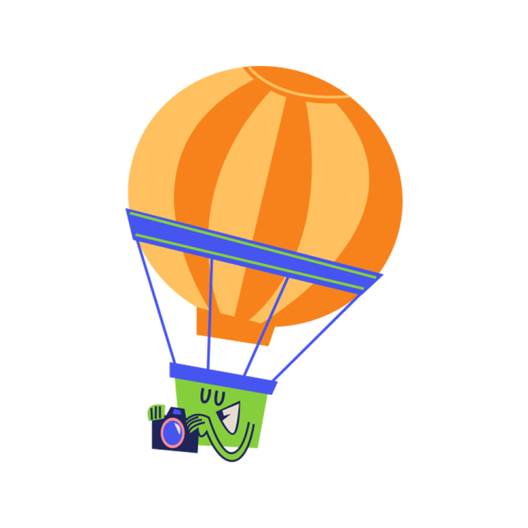 a hot air balloon with a camera attached to it