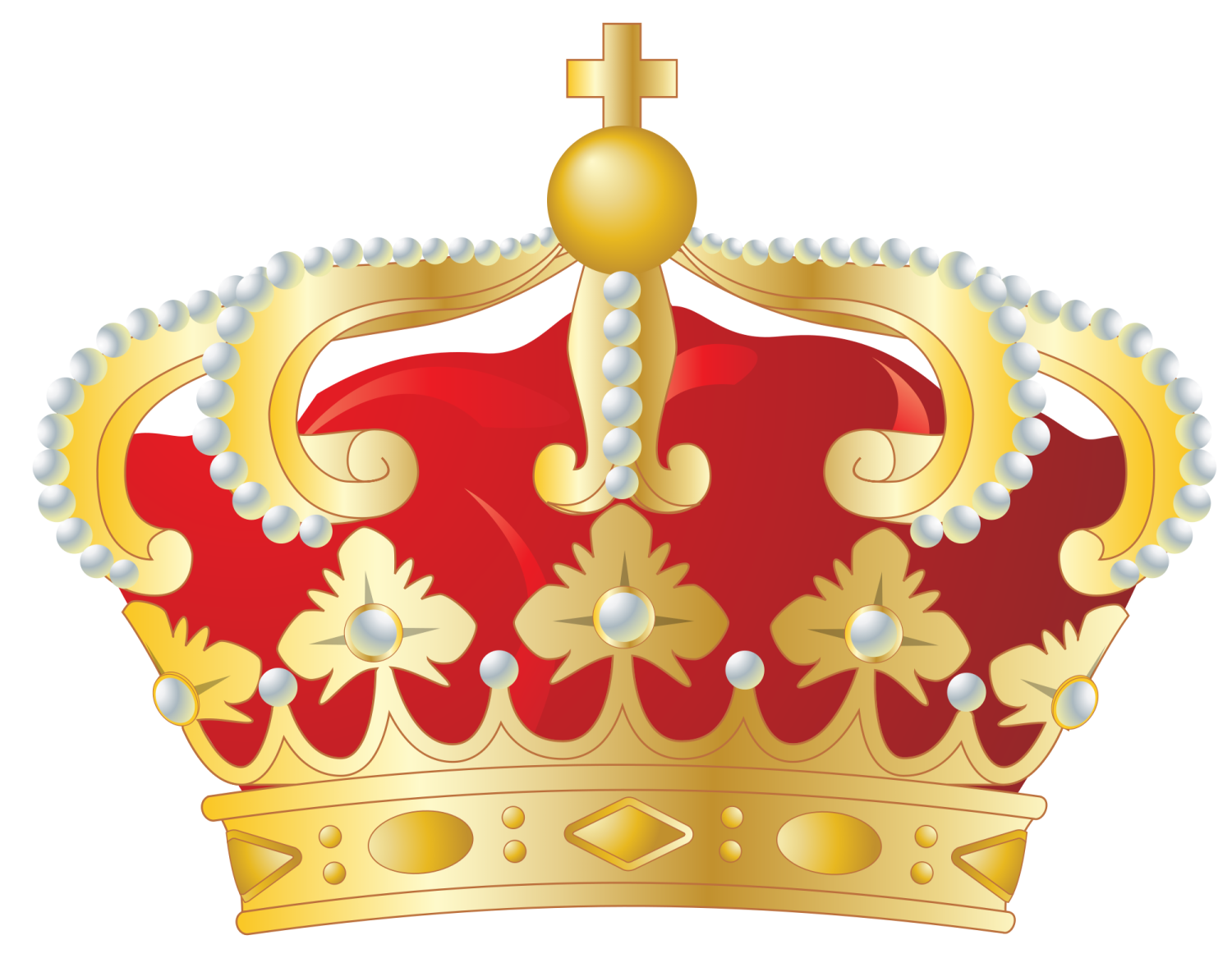 a gold crown with pearls on it