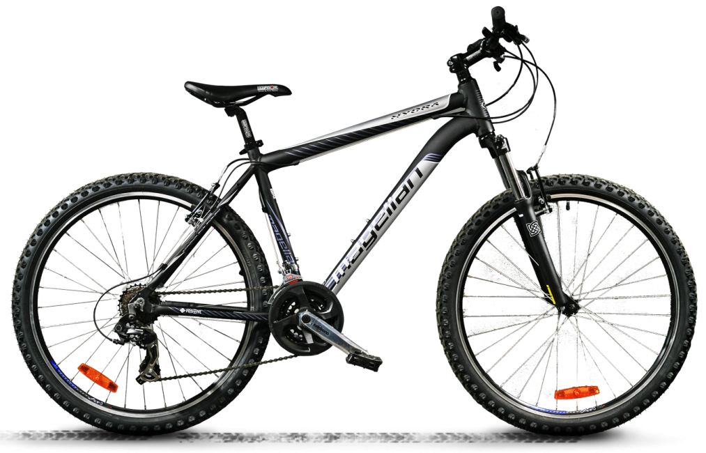 a mountain bike on a white background