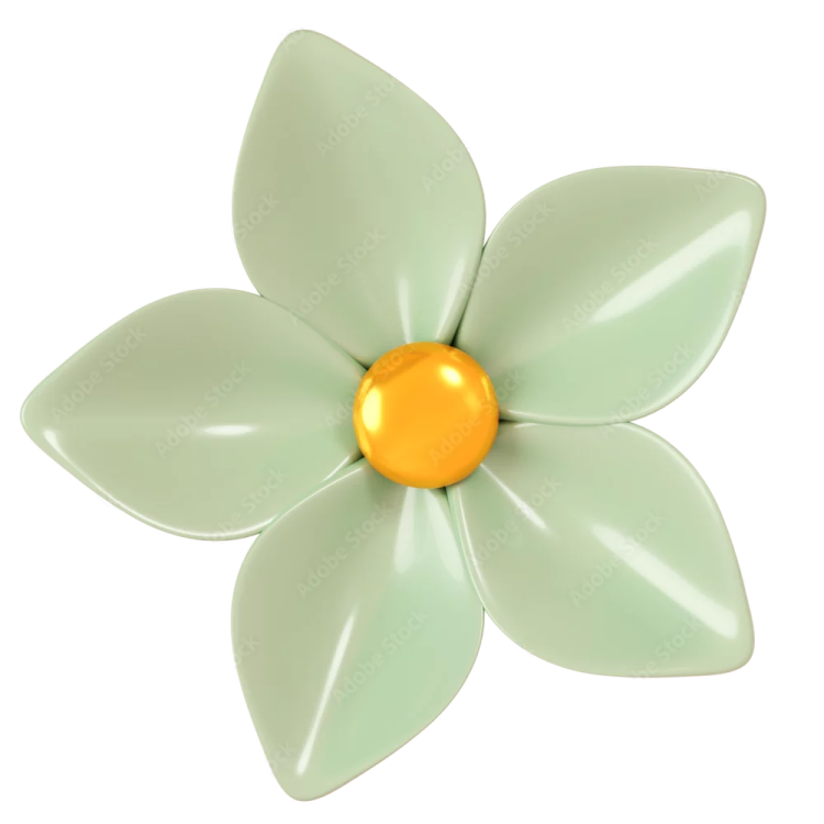 a green flower with a yellow center
