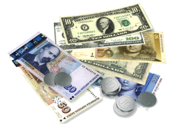 a pile of money on a white background