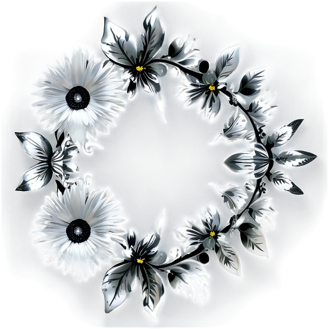 a wreath made of black and white flowers