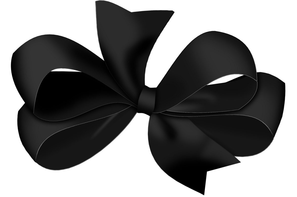 a black bow on a white background