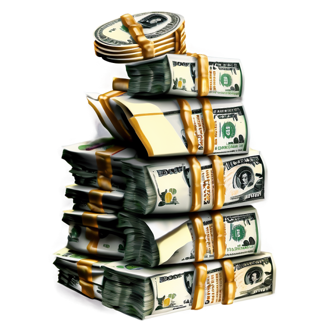 a stack of money stacked on top of each other stacks