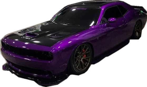 a purple and black car on a white background