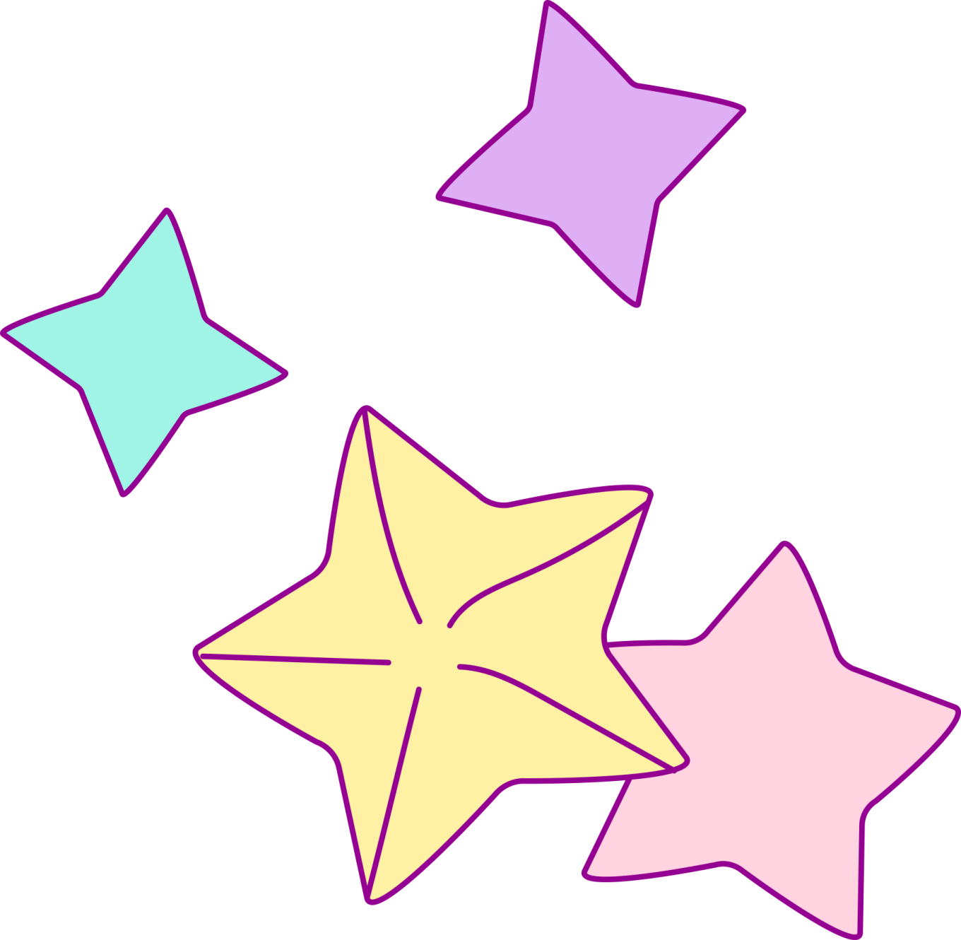 three colorful stars clipart