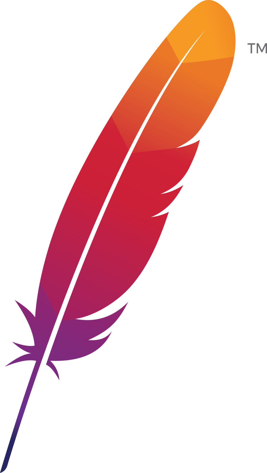a red feather and a purple feather on a white background