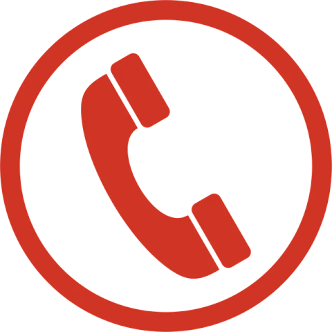 a red phone icon in a circle
