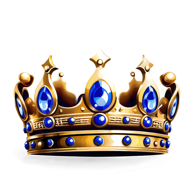 a golden crown with blue gems