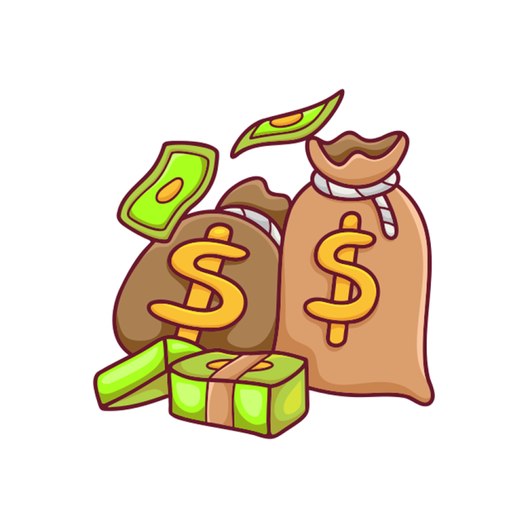 two bags of money with one bag filled with money