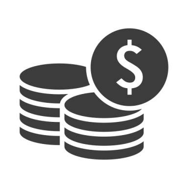 a stack of coins with a dollar icon