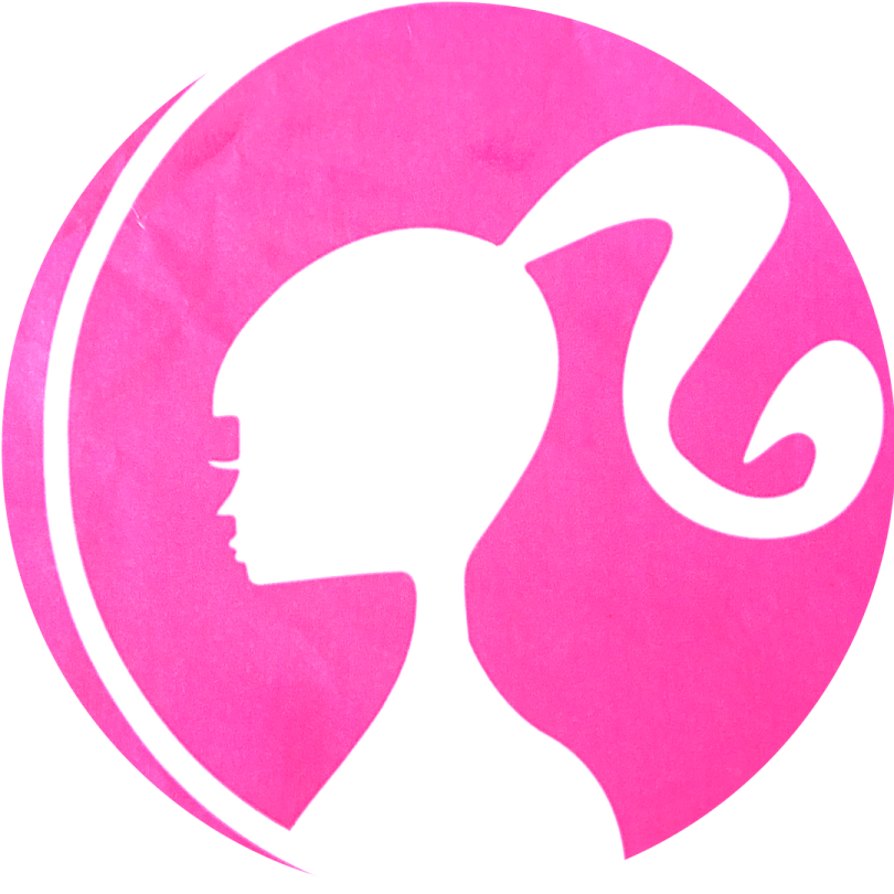 the silhouette of a woman's head in a pink circle