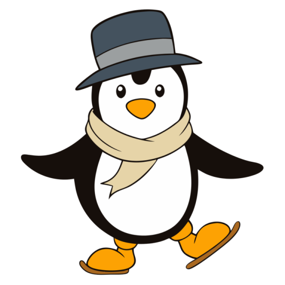 a penguin wearing a hat and scarf