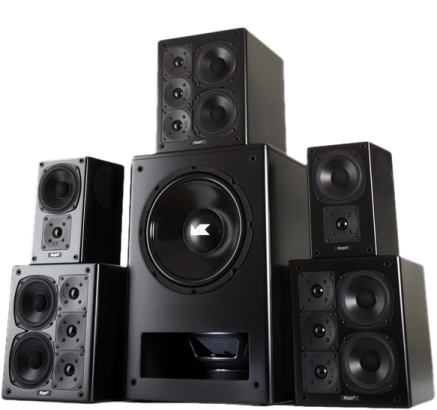 a group of speakers on a white background