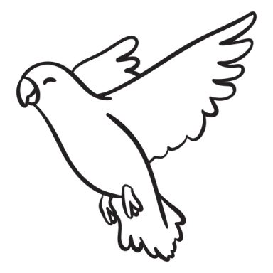 a black and white drawing of a bird