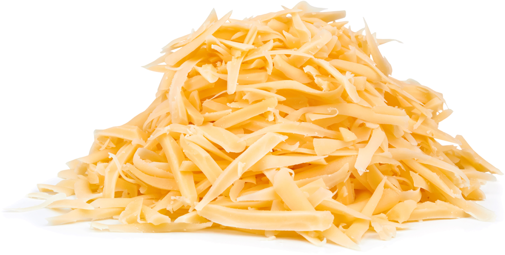 shredded cheese on a white background