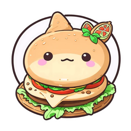 a hamburger with a cat on top of it