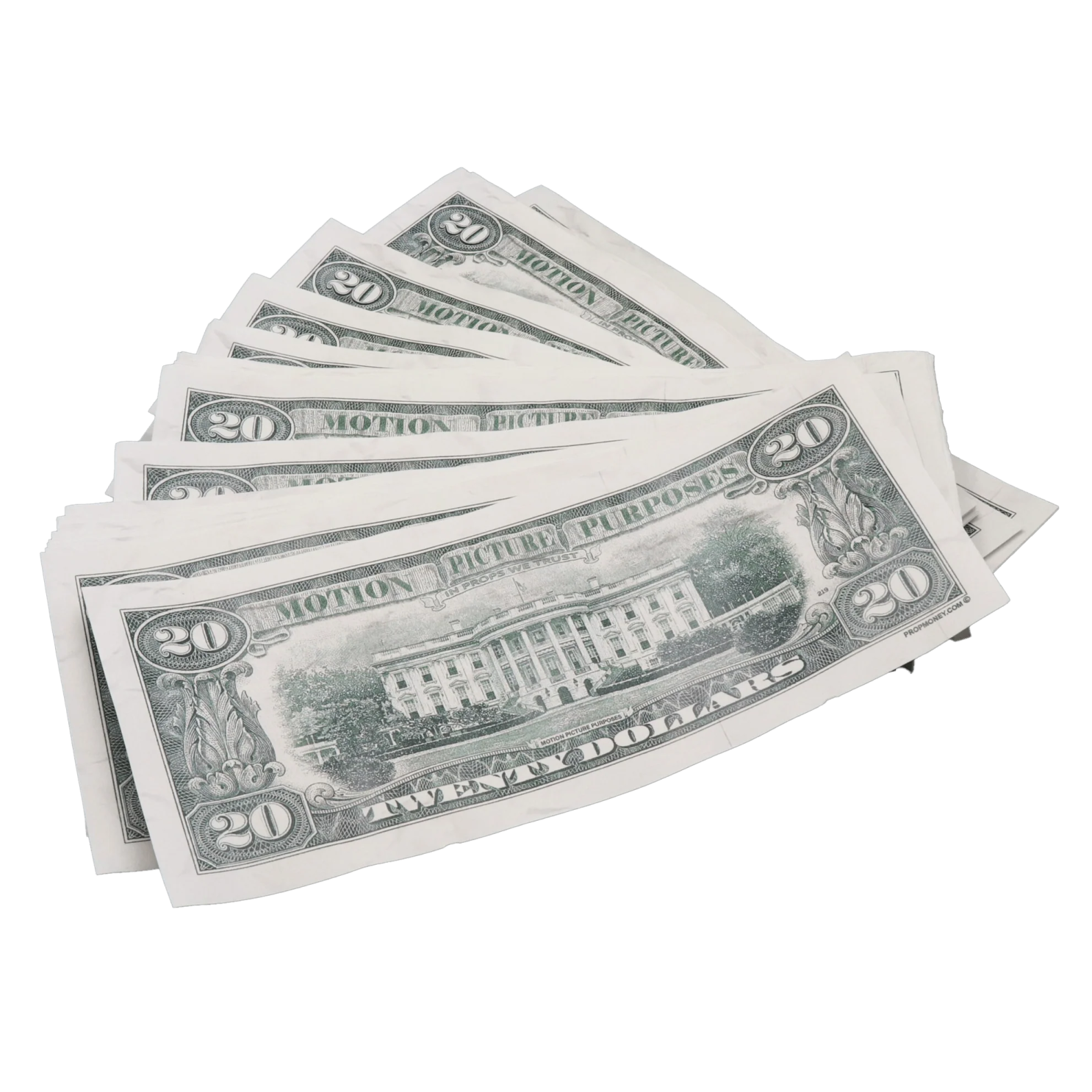 a pile of money on a white background