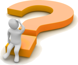a person standing in front of a question sign