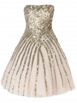 a little girl wearing a pink and gold dress