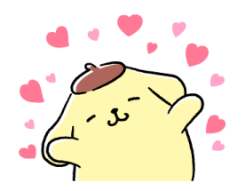 a cartoon bear with hearts in the background